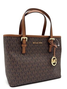 Michael Kors XS Jet Set Travel Convertible TZ Tote Bag Brown Signature